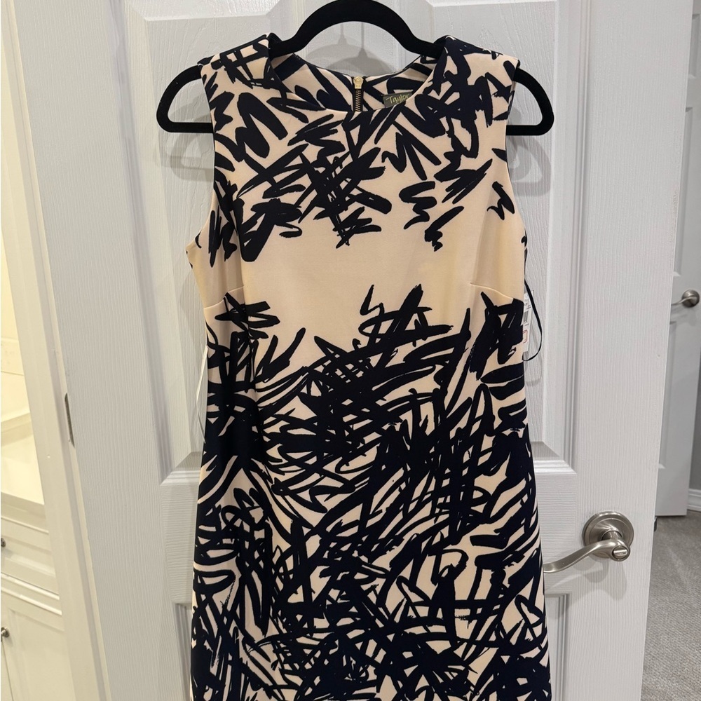 Taylor Navy and Cream Patterned Mini Dress - Picture 3 of 11